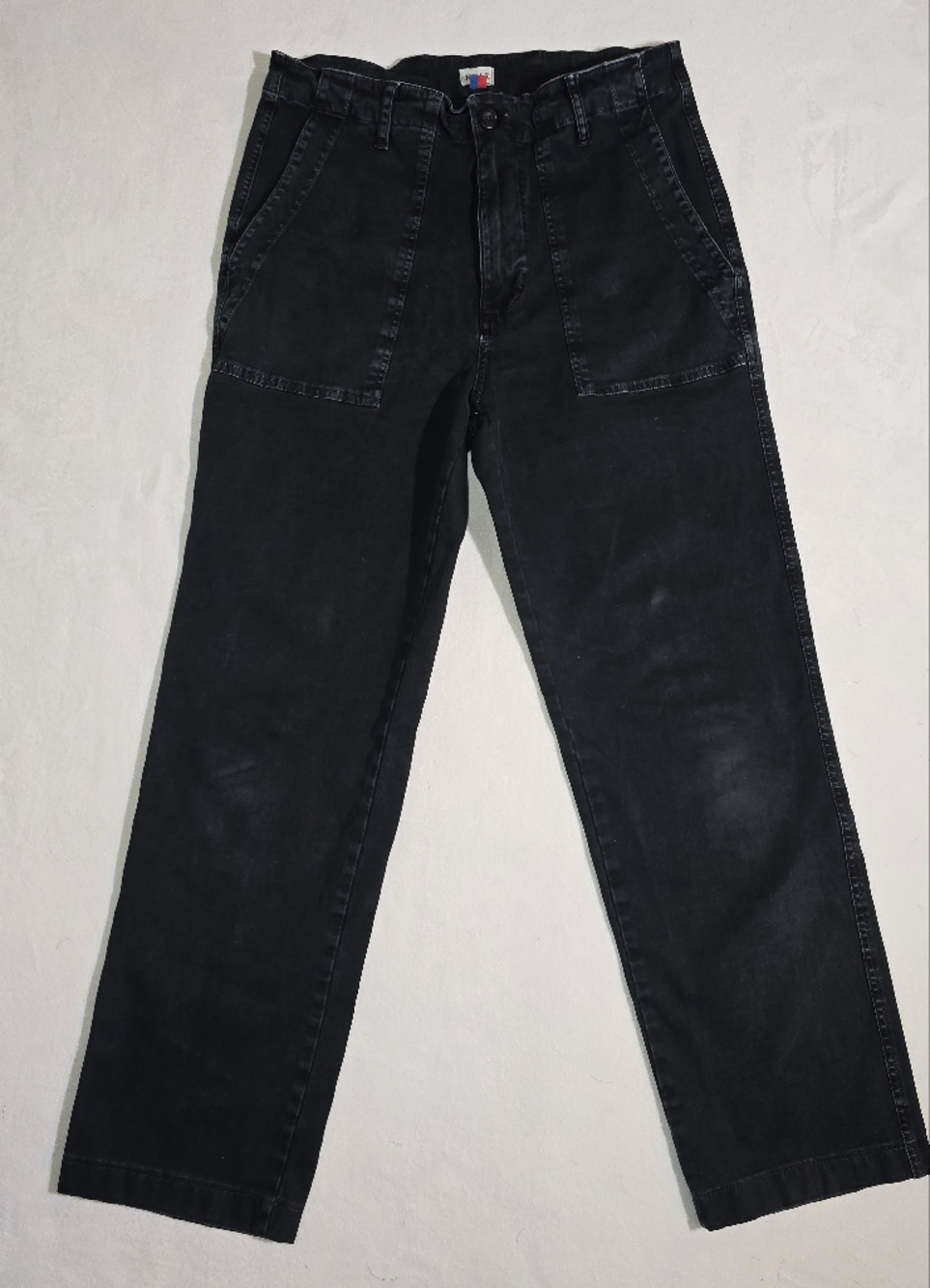 KULE The City Pants Black Cotton Stretch Straight Leg Patch Pockets Size 6 Italy